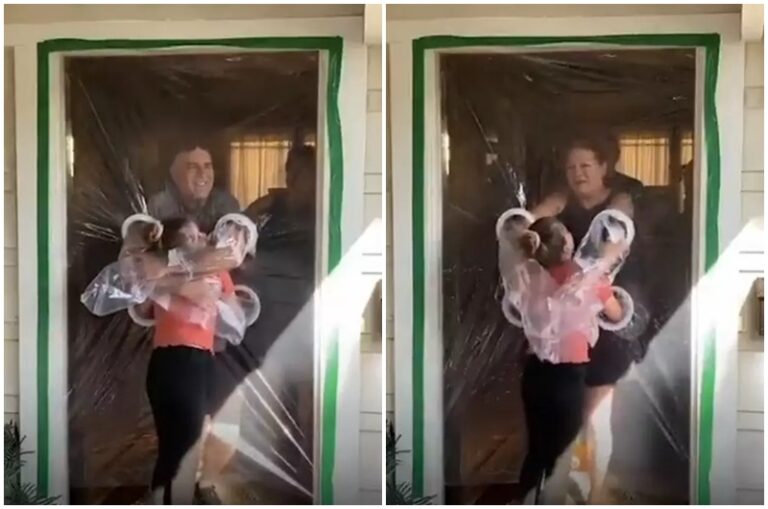 Karena Corona, Bocah Ini Ciptakan Tirai Pelukan Agar Dapat Berpelukan Dengan Neneknya