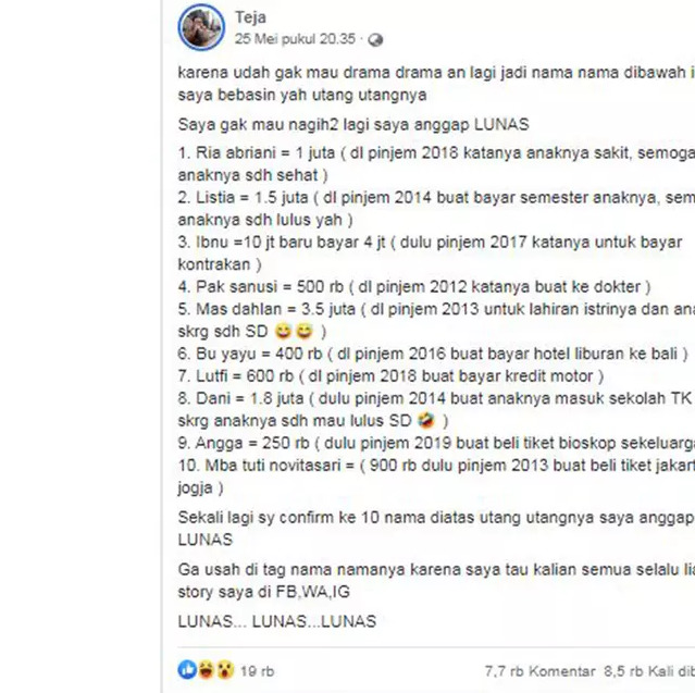 Ditagih Belum Juga Mau Bayar, Pria Ini Relakan Hutang Temannya Sebesar 16 Juta 6 Relakan Hutang Temannya