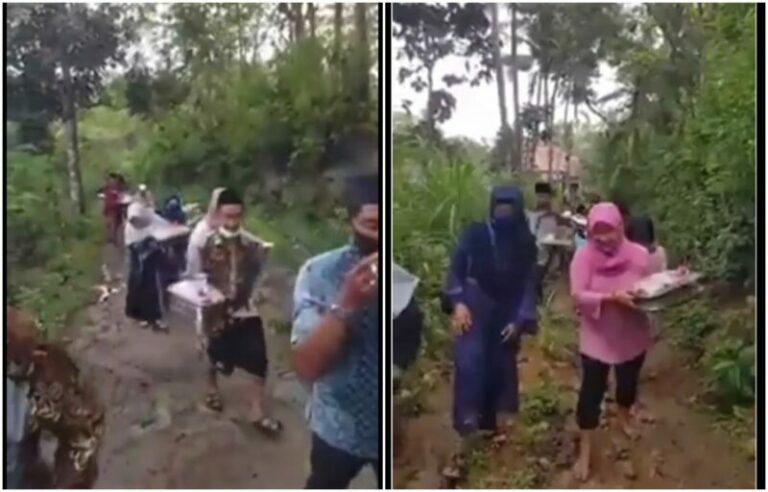 Demi Pernikahan Iring Iringan Sampai Melewati Jalan Terjal Dan Berlumpur
