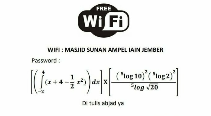 Password WiFi di Masjid ini Pakai Soal Matematika, Tolong Bantu Jawab dong