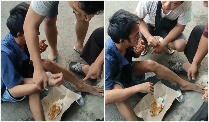 Viral Video Pencuri Dipaksa Makan Setelah Sempak Dihajar