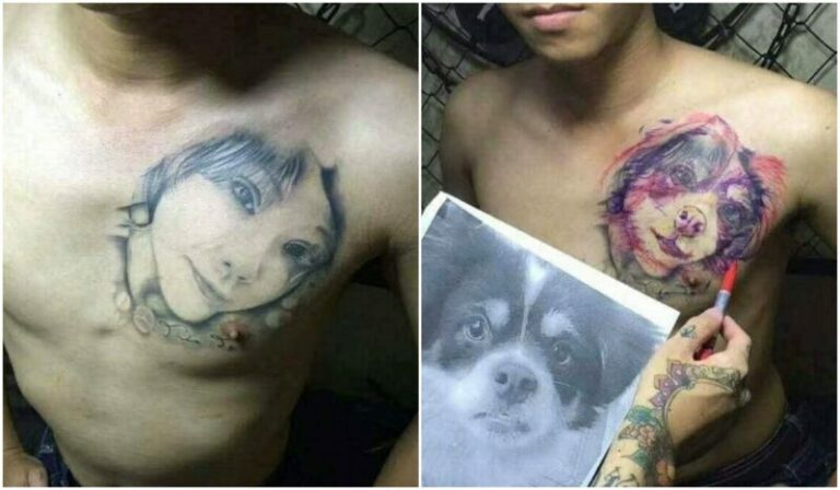 Move On, Pria Ini Ubah Tato Wajah Mantannya Jadi Gamabr Yang Keren
