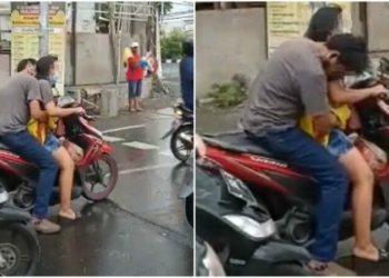 Viral Sepasang Muda Mudi Pelukan Sambil Naik Motor Di Lampu Merah, Si Pria Main Nyosor Aja