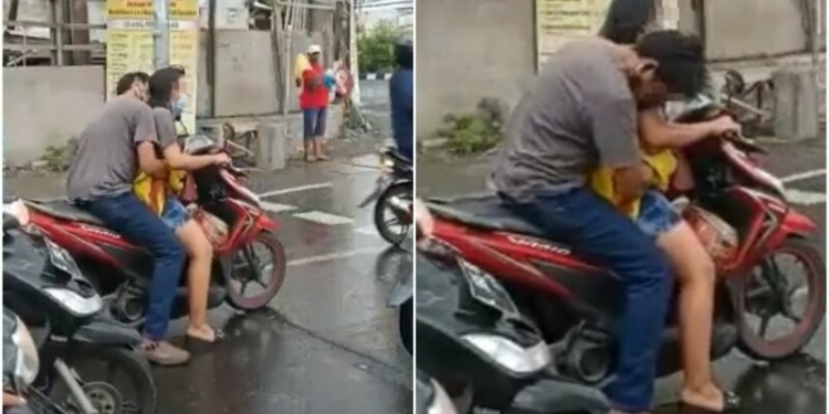 Viral Sepasang Muda Mudi Pelukan Sambil Naik Motor Di Lampu Merah, Si Pria Main Nyosor Aja