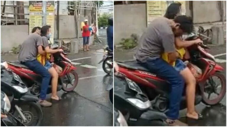 Viral Sepasang Muda Mudi Pelukan Sambil Naik Motor Di Lampu Merah, Si Pria Main Nyosor Aja