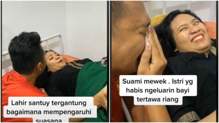 Suami Menangis Ketika Bayi Berhasil Dilahirkan, Sang Istri Justru Tertawa Santuy