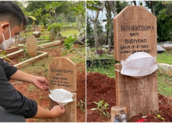 Viral Nisan Di Kuburan Dipakaikan Masker, Pengingat Pandemi Covid 19 Belum Berakhir