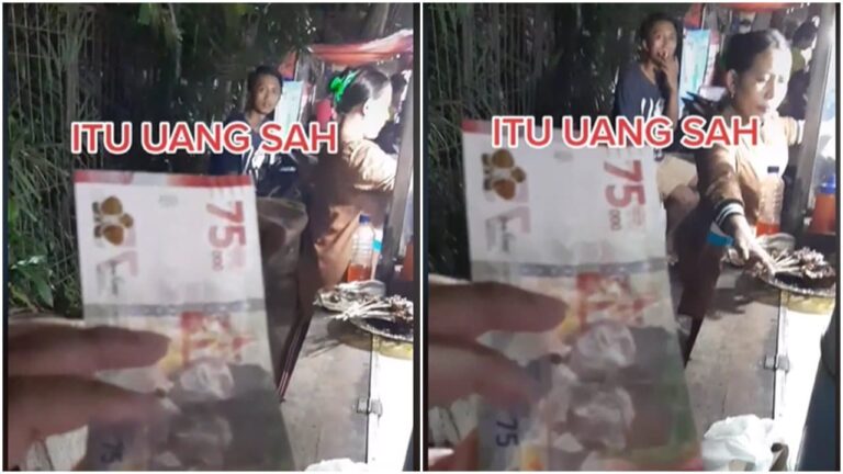 Bayar Pakai Uang Rp 75 Ribu, Tukang Sate Ini Tolak, Katanya Gak Bisa Dipakai