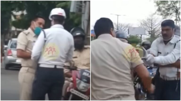 Tak Pakai Helm, Oknum Polisi Ditangkap oleh Polantas, Baku Hantam pun Terjadi