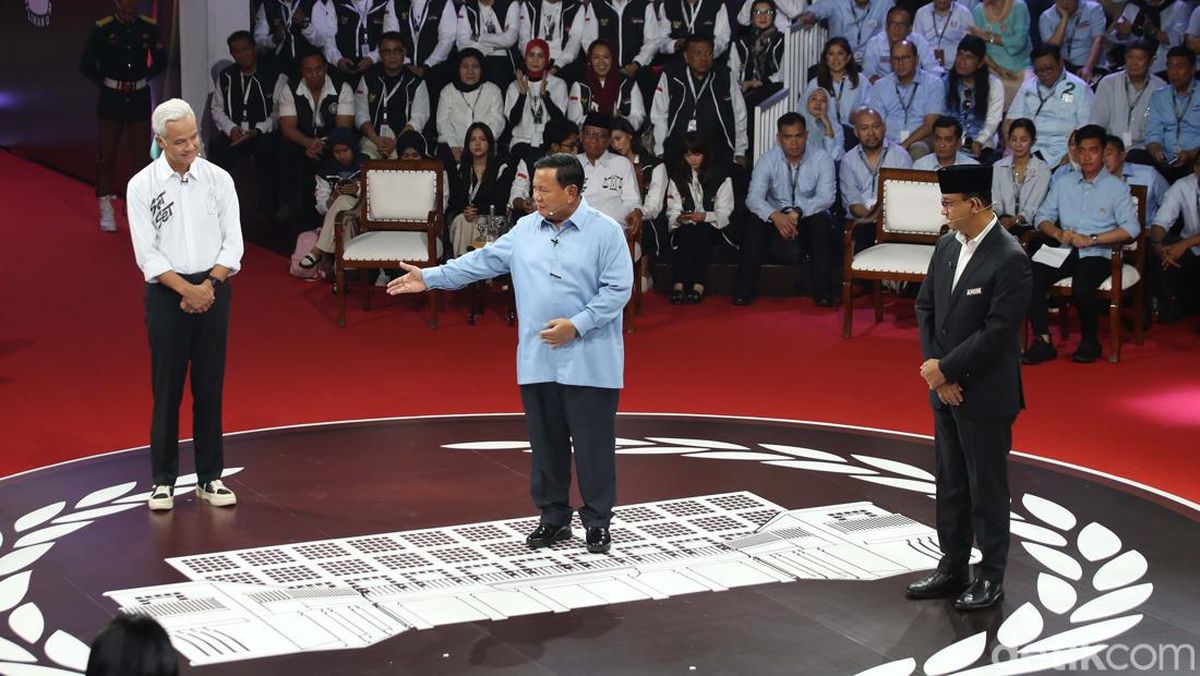 momen saling menanggapi 3 paslon capres di debat perdana 169