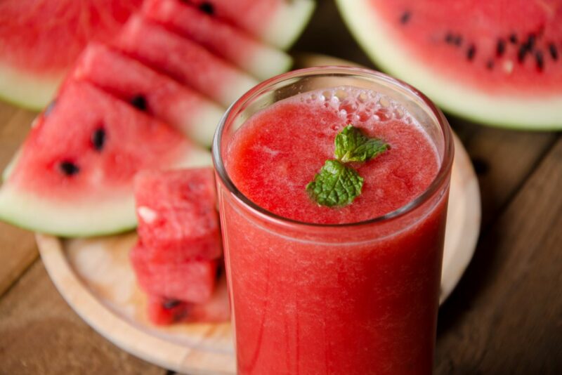 Watermelon,smoothie,on,wood,background,and,healthy,for,you.